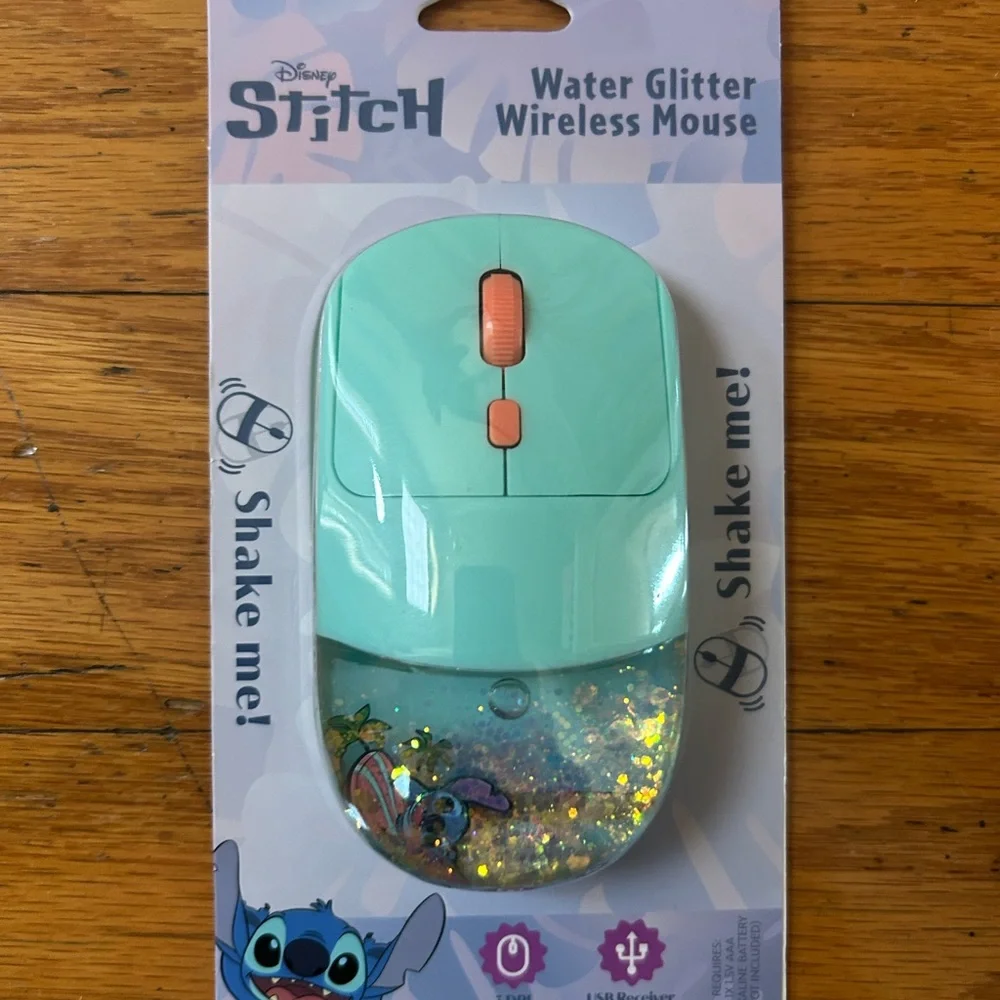 NWT Disney Stitch Water Glitter Wireless Mouse